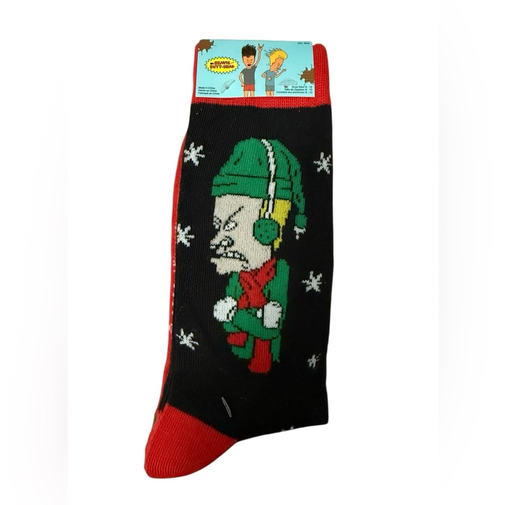 NWT Beavis & Butt-Head Men’s Socks 2-Pair Christmas Holiday Sz. 6-12